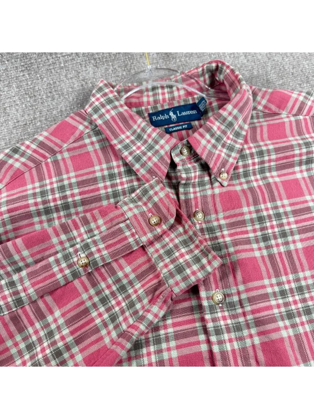 Ralph Lauren Classic Fit Flannel Shirt Mens 2XLT Pink Plaid Preppy Collegiate